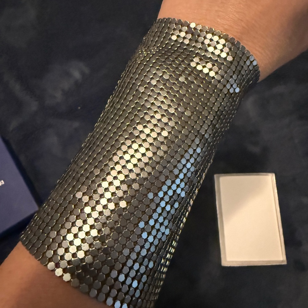 Jill Stuart Diana Silver Mesh Cuff Bracelet NEW NIB biker renaissance festival